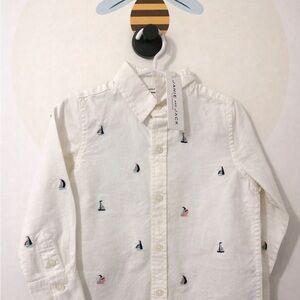 NWT Janie and Jack White Button-Up Shirt with Embroidery